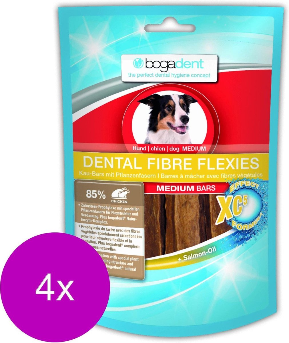 Bogadent Dental Fibre Flexies Medium - Hondensnacks - 4 x 70 g