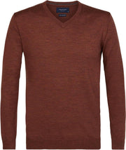 Profuomo Pullover V-Hals Merino Wol Roest Bruin (PPRJ3A0135)N