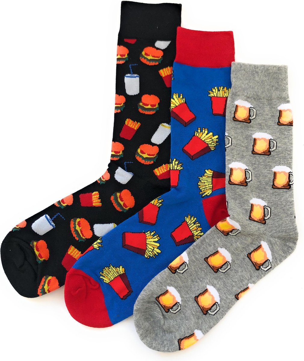 Hipperboo® - 3 paar - One Size (38-44) - Snackbar 't Hapje - Food - Casual Sokken