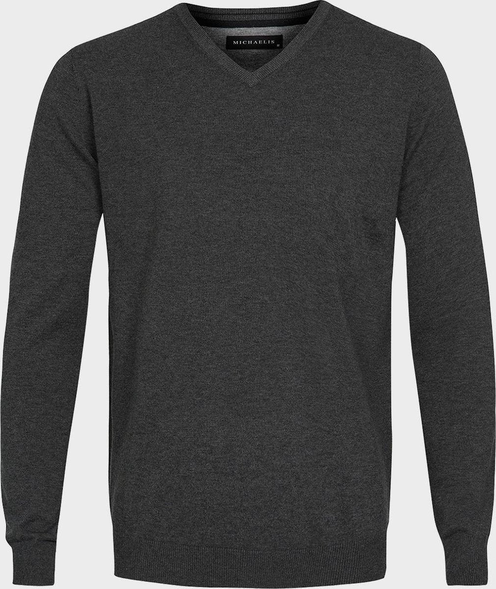 Michaelis Heren Trui Antraciet Grijs V-Hals Slim Fit - XXL