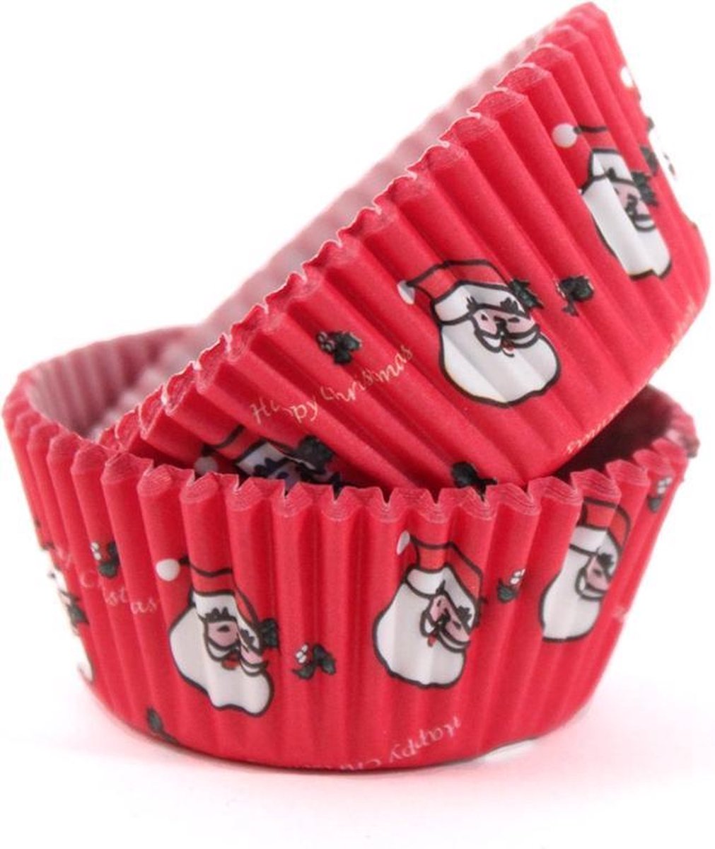 Papieren mini cupcake vormpjes kerstman