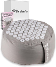 BrellaVio® Acupressuur Meditatiekussen met Boekweit Vulling - 35x17 cm - Grijs - Rond en Hoog Yoga Kussen