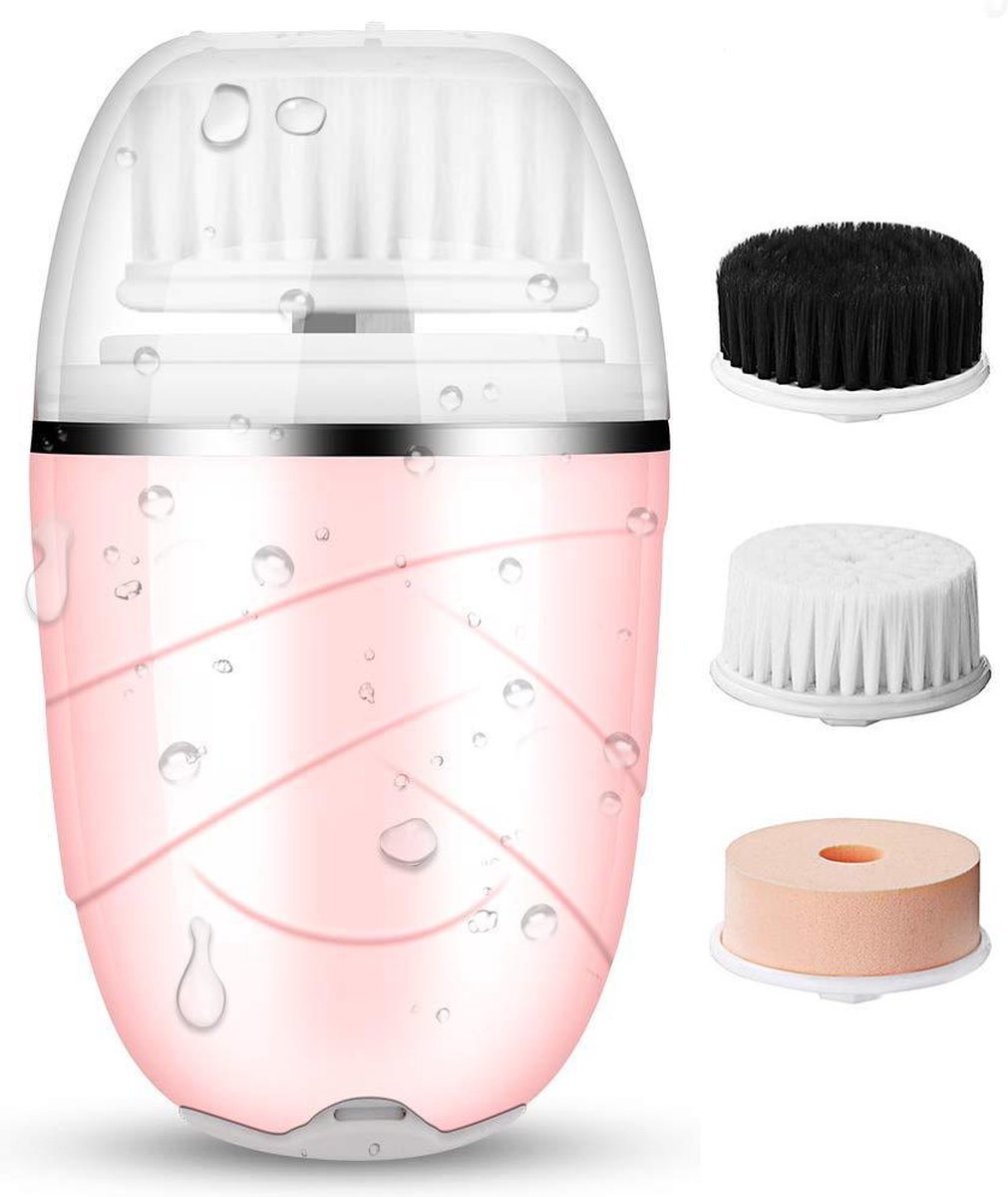 FettleLife Exfoliate - Gezichtsborstel met 3 Opzetborstels - Gezichtsreinigingsborstel elektrisch (Roze)