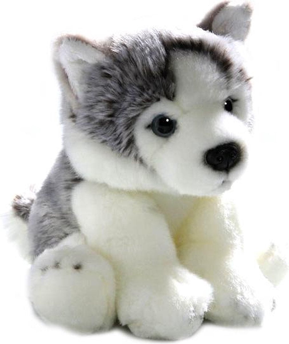 Bicolini Knuffelhond Zittende Husky Pup Grijs/wit 22 Cm