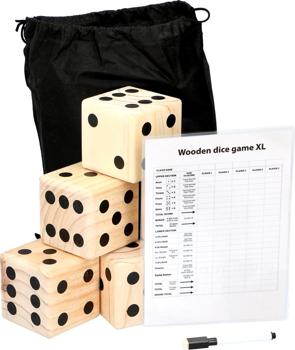 Lifetime Games giant dice game - 6 dobbelstenen  (9x9x9cm) - scorebord met stift