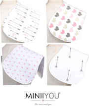 4 stuks - Baby spuugdoekjes katoen waterproof met fleece - hartjes - monddoekjes - slabbetjes - meisjes spuugdoeken