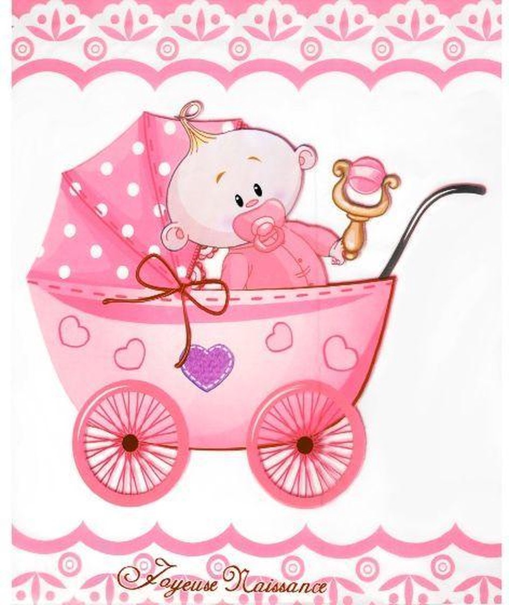 Tafelkleed roze wit Babywagen Roze 108 cm x 180 cm baby shower