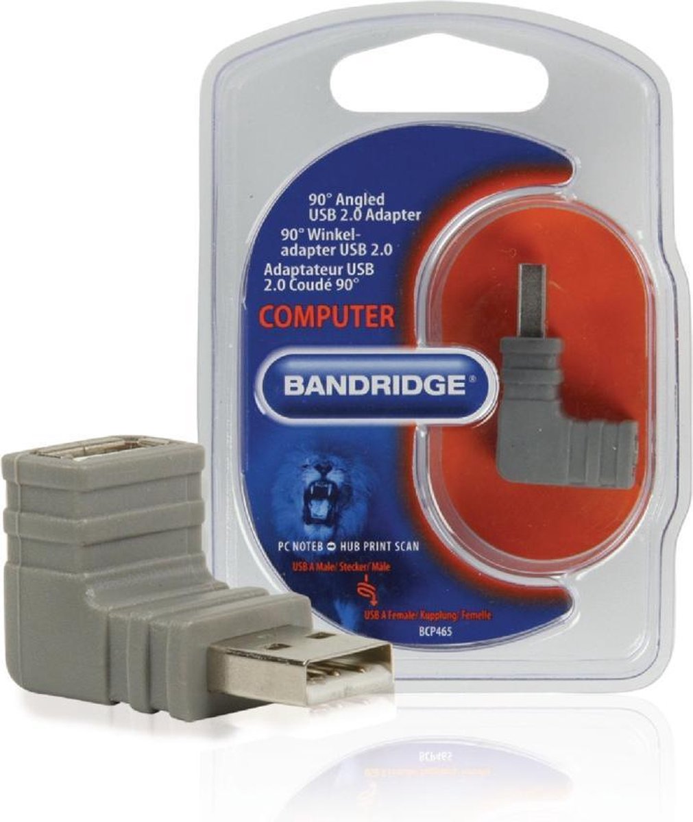 Bandridge USB2.0 USB-A haakse adapter naar beneden