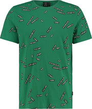 Kultivate T-shirt Ronde Hals Print Groen (1901030209 - 422 - Pine Green)