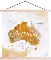 Schoolplaat - Wereldkaart - Abstract - Australië - 40x40 cm - Blanke latten