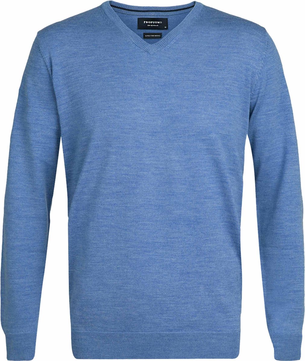 Profuomo Pullover Merino V-neck Blauw (PP0J00205)N