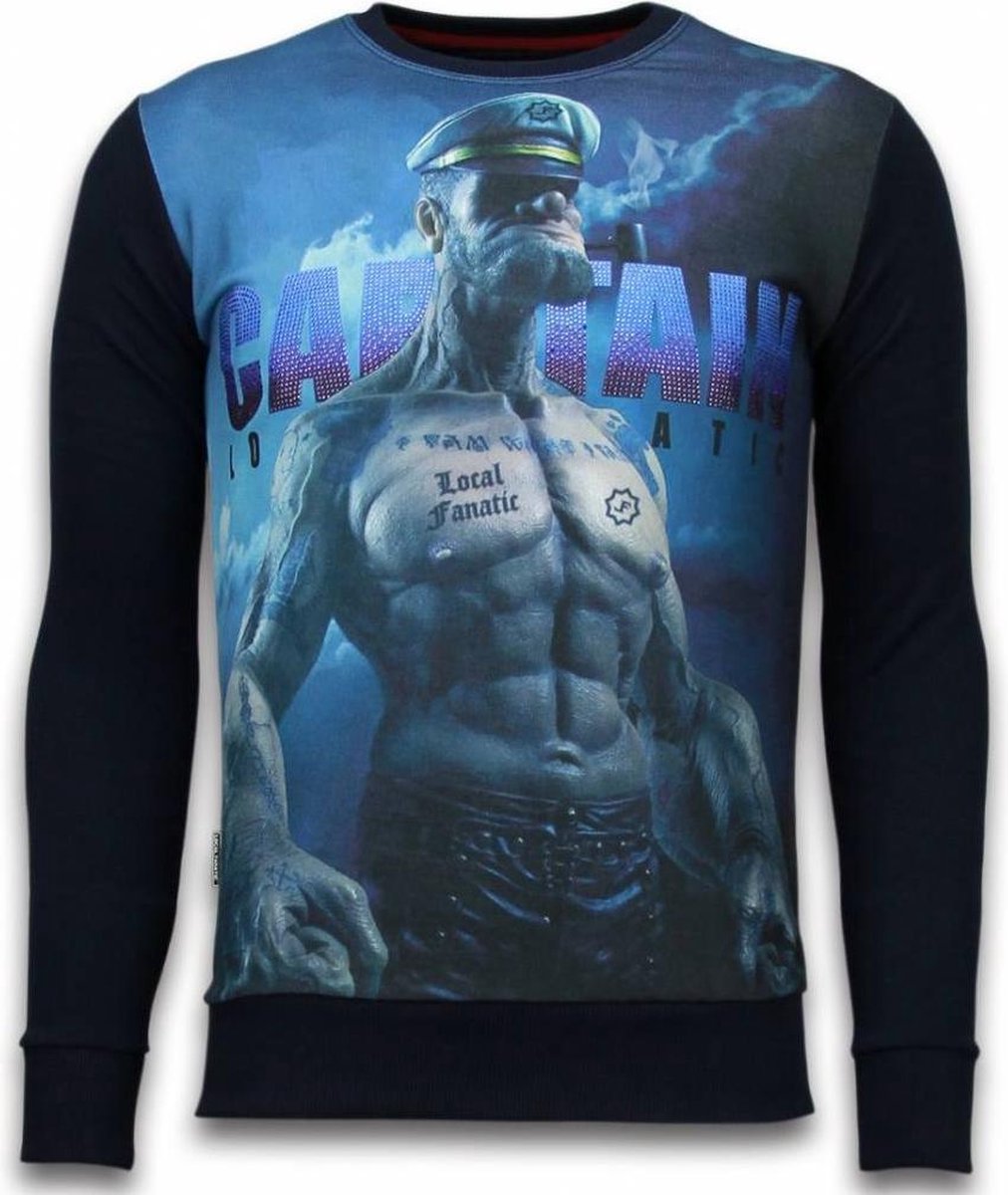 Local Fanatic The Sailor Man - Digital Rhinestone Sweater - Zwart - Maten: XXL