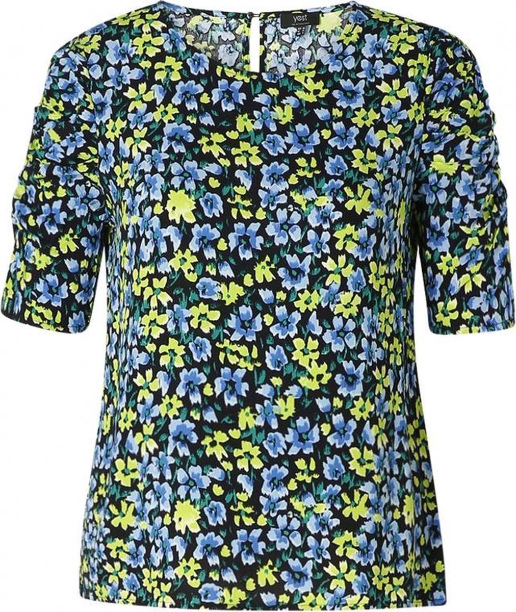 YESTA Haniya Blouse - Dark Blue Multi-col - maat 2(50)