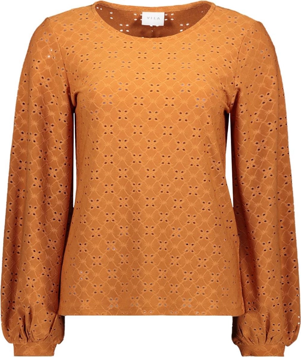 Vitressy Detail O-neck L/s Top/su - 14064691 Adobe