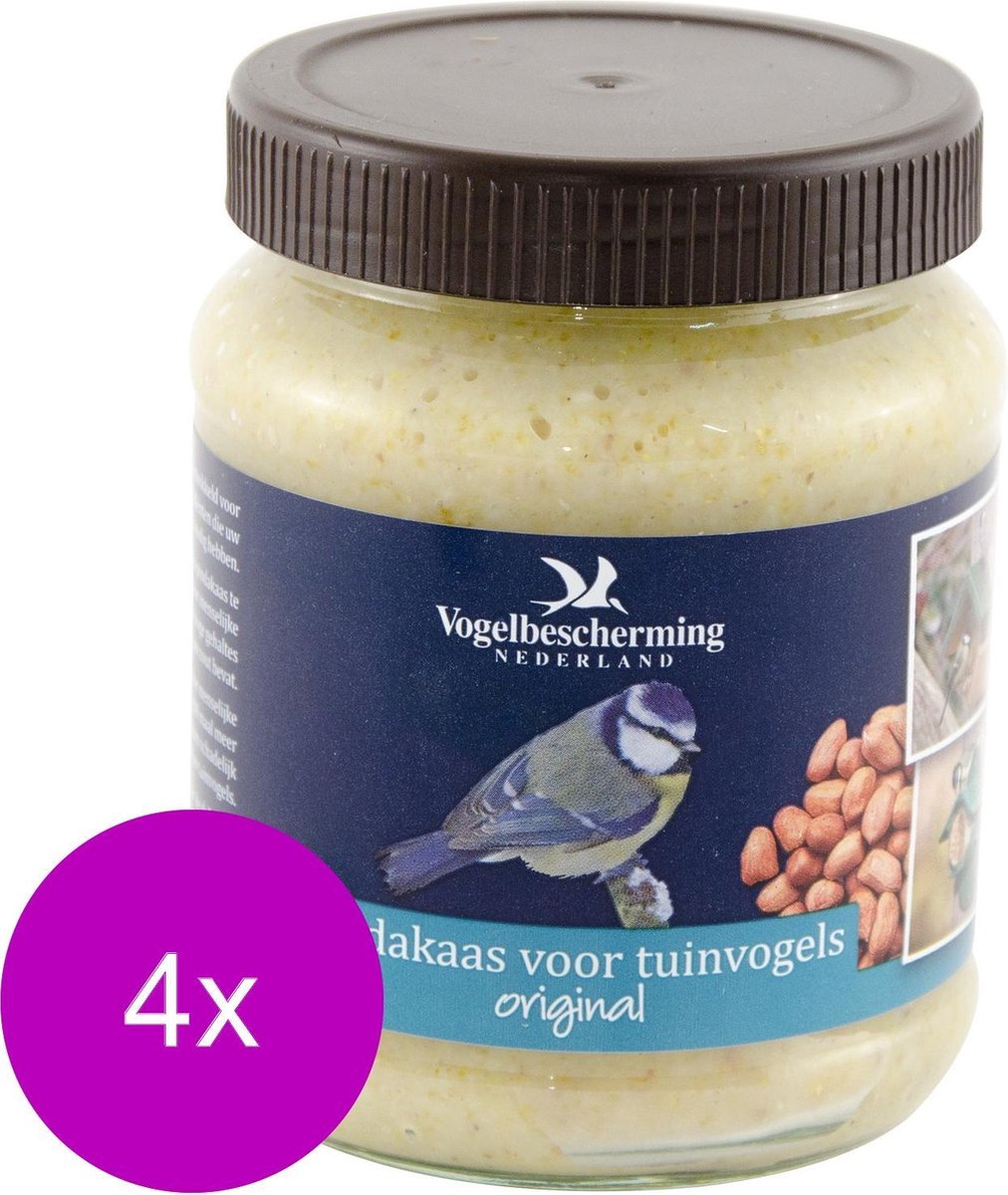Vogelbescherming  Pindakaas Original Voor Tuinvogels - Buitenvogelvoer - 4 x 330 g