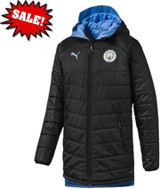 Manchester City winterjas kids maat 140 (9 a 10 jaar) 'langs 2 kanten draagbaar'