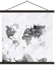 Wereldkaarten - Wereldkaarten - Olieverf - Abstract - 60x60 cm - Textielposter