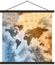 Schoolplaat - Wereldkaart - Abstract - Kleuren - 60x60 cm - Zwarte latten