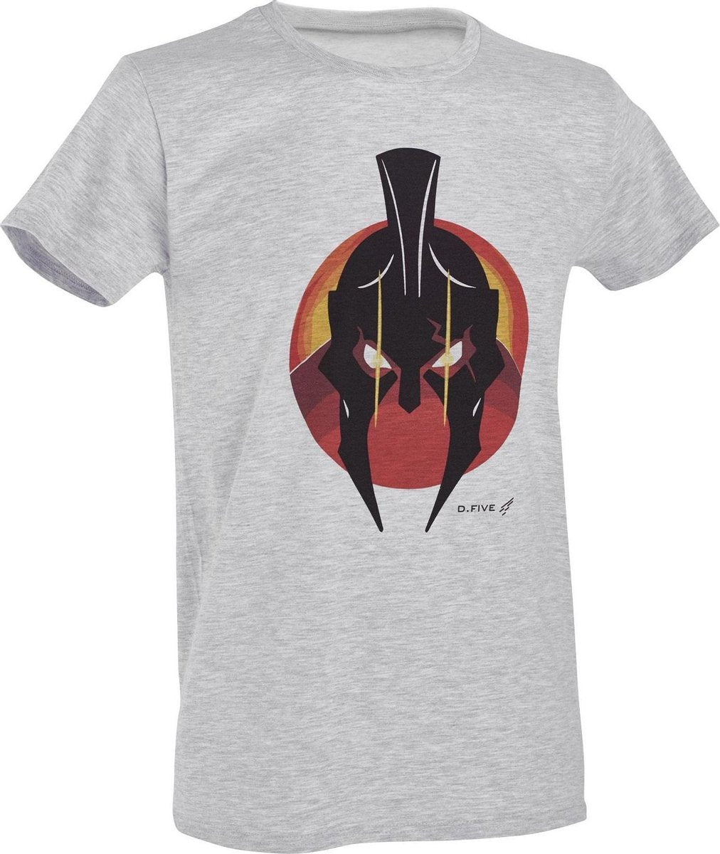 D.five T-shirt Spartan Helmet Heren Katoen Grijs/rood Maat M