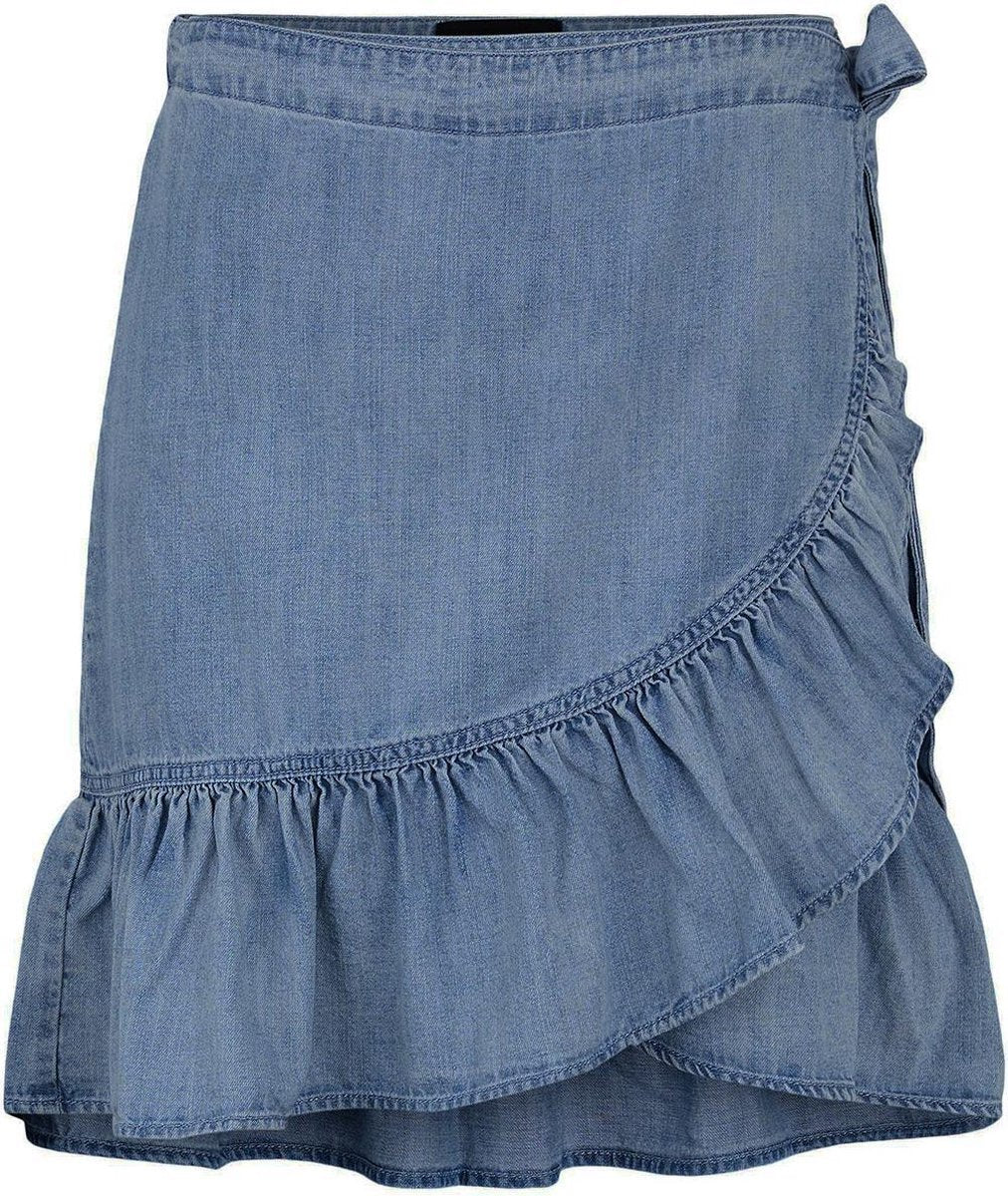 Pctyra Hw Wrap Skirt Bc 17113781 Medium Blue Denim - Maat XS