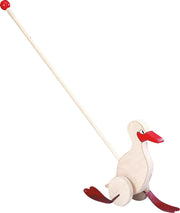 Bino Stokroller Eend Junior 58 Cm Cm Hout Naturel/rood