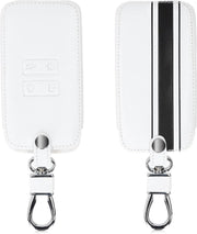 kwmobile autosleutelhoes voor Renault 4-knops Smartkey autosleutel (alleen Keyless Go) - Hoesje van imitatieleer in zwart / wit - Rallystrepen design