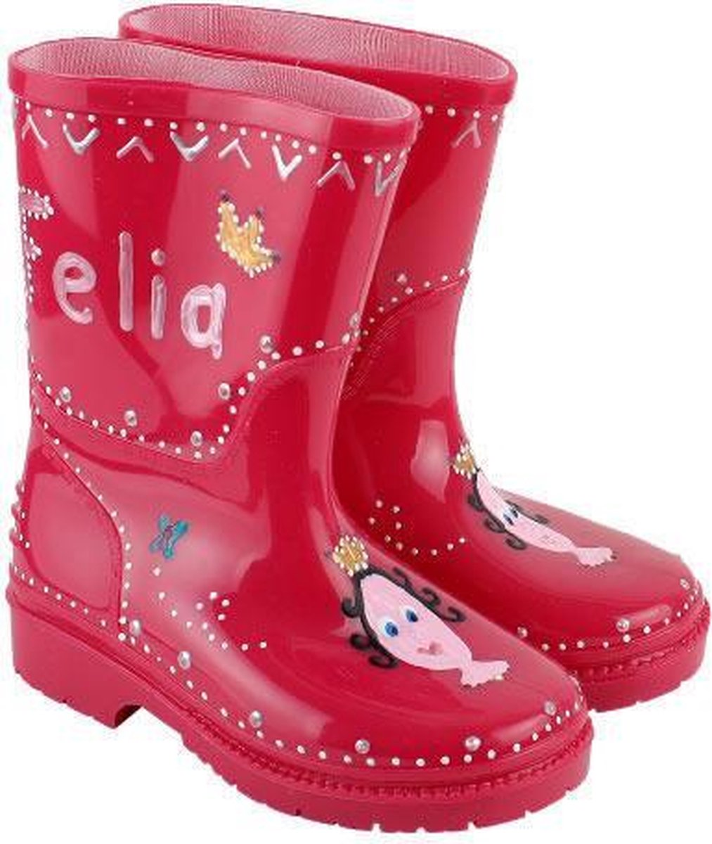 Leuk kado met naam kinder regenlaarzen prinses maat 28 - roze