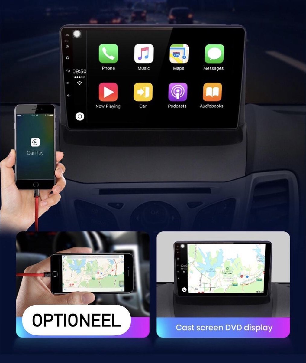 Ford Fiesta 2008-2011 Android 10 navigatie en multimediasysteem Bluetooth USB WiFi 2+32GB