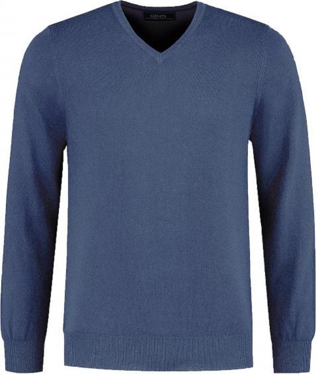 GENTS | Trui Heren V-neck melange staalblauw 0092 Maat S 37/38