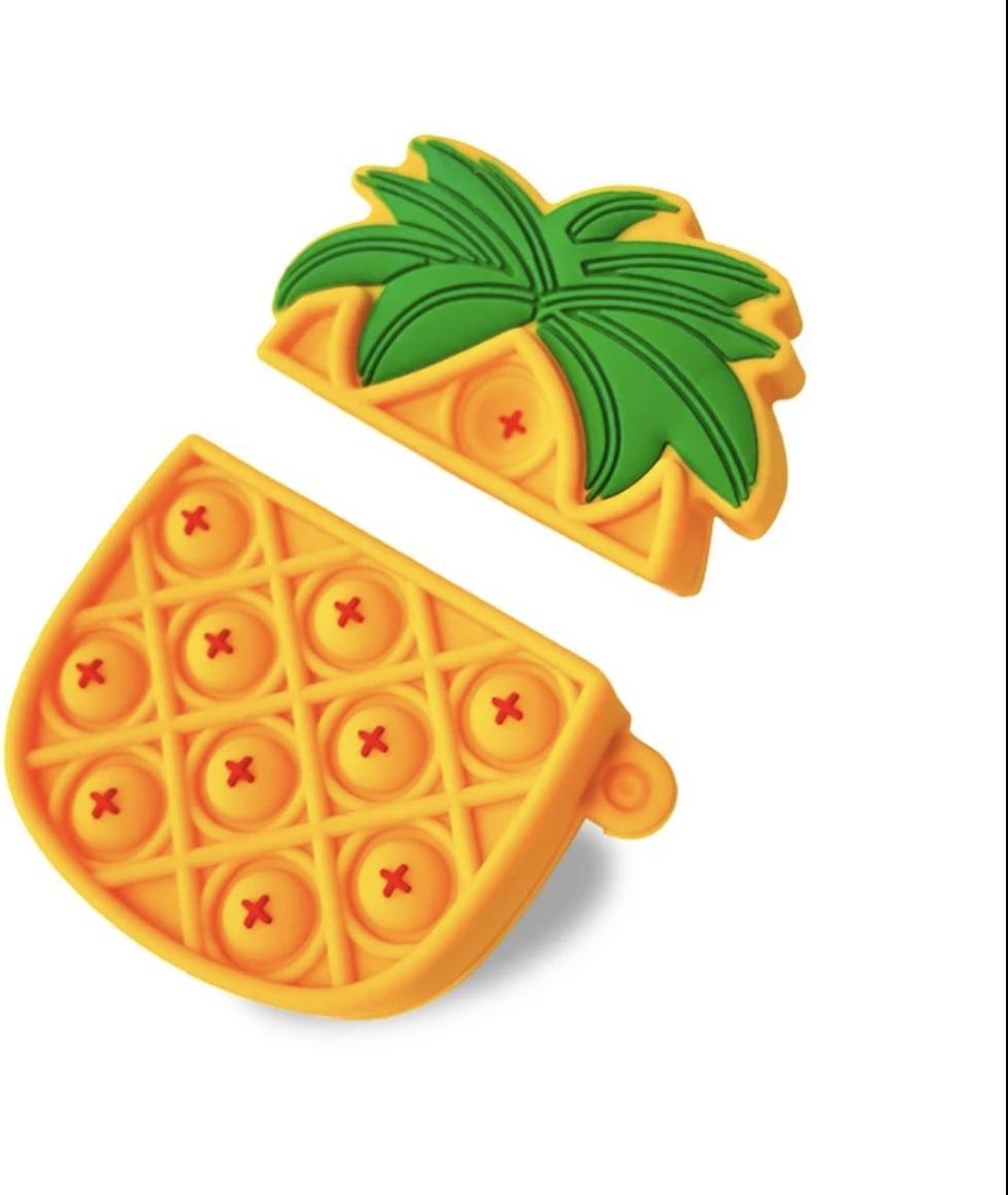 Casies Apple AirPods 1 & 2 Pop It Fidget Toy Pineapple hoesje - Ananas - Gezien op TikTok - Soft case hoesje - Fidget Toys