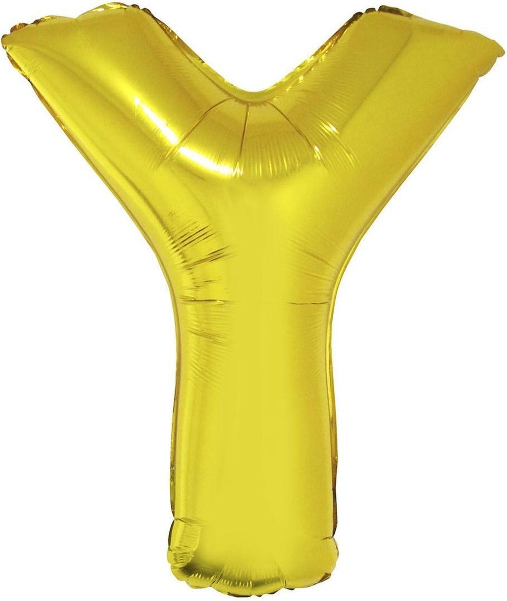 Grote folie ballon letter Y Goud