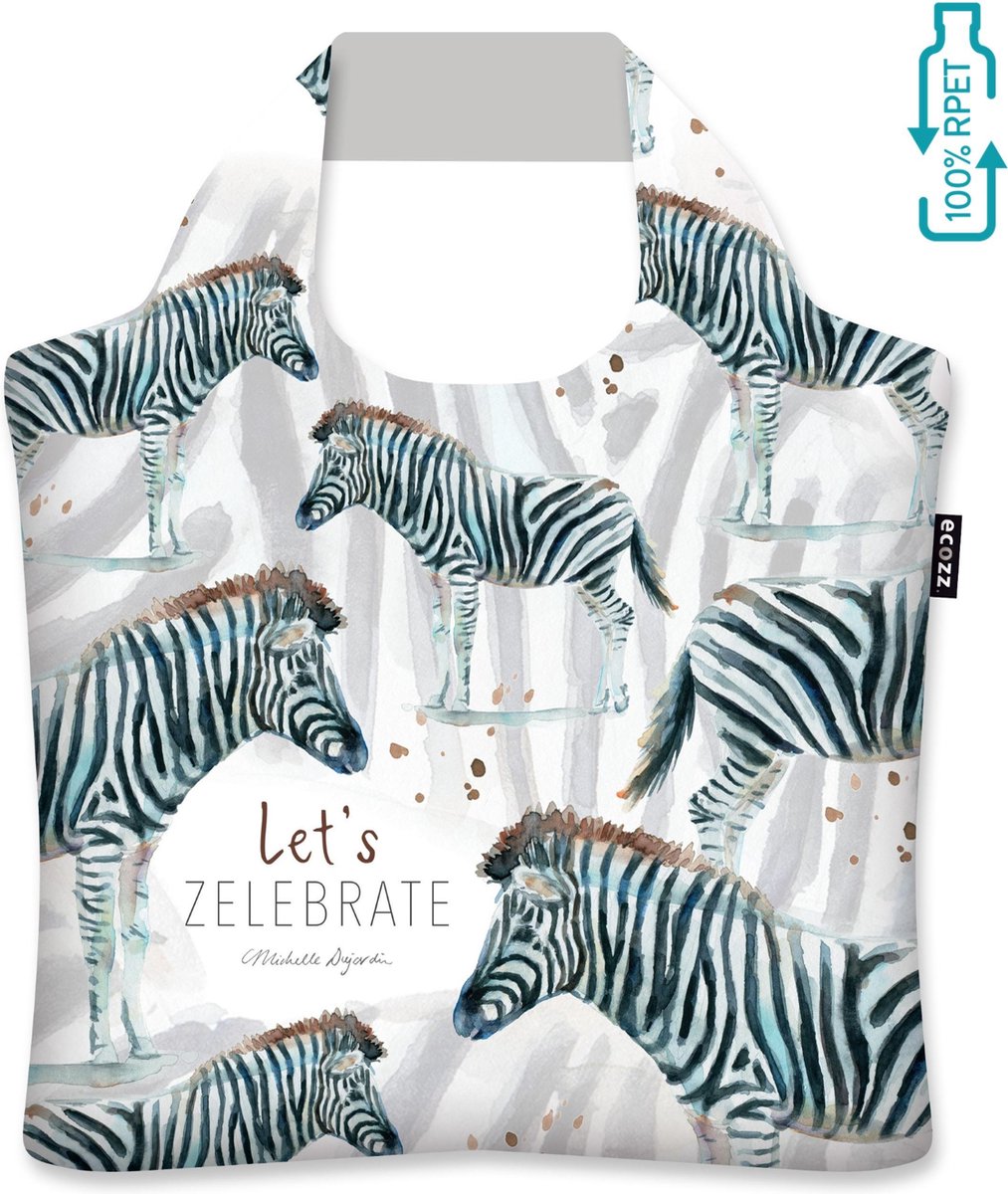 Ecozz Draagtas opvouwbaar met rits The Zebra Michelle Dujardin