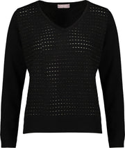 Cassis - Trui met streepjes in goudkleurige lurex - Zwart