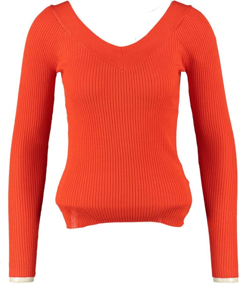 Only oranje slim fit viscose trui - Maat XL