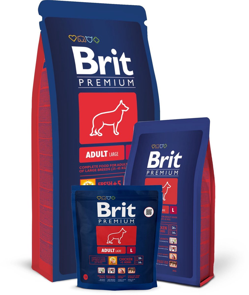 Brit premium adult large 15kg hondenvoer met 41% kip