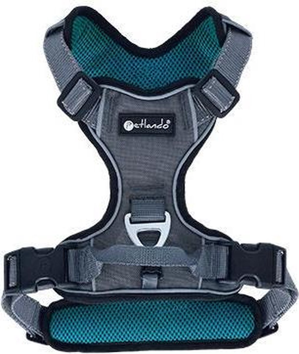 Hondentuig Outdoor Petrol - maat M 56 – 68 cm.