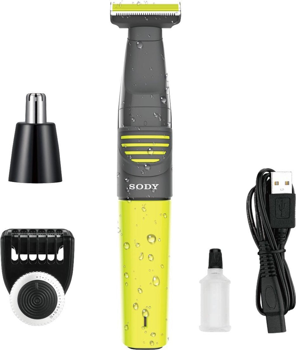 SODY - 3 in 1 Multitrimmer - Baardtrimmer - Tondeuse set - Haartrimmer - Neustrimmer - Oortrimmer - Baard Verzorging - Draadloos - USB Oplaadbaar - 0.5 mm tot 10 mm - Handig - Combi set