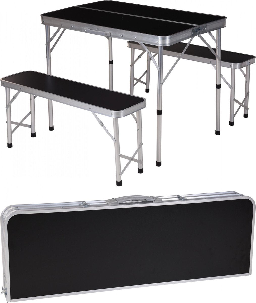 Inklapbare Campingtafel met 2 banken | 90 x 60 x 70cm