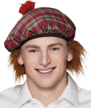12 stuks: Baret Mr Tartan - rood met haar