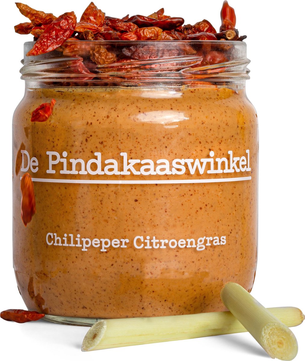 Pindakaas Chilipeper Citroengras van De Pindakaaswinkel 2 potten