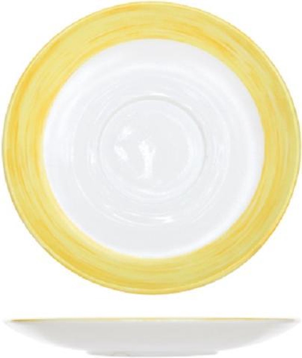 Arcoroc Brush - Onderbordjes - Geel - 14cm - (Set van 6) En Yourkitchen E-kookboek - Heerlijke Smulrecepten