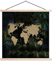 Schoolplaat - Wereldkaart - Planten - Tropisch - 120x120 cm - Blanke latten