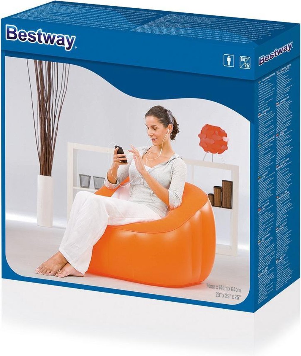 Bestway Opblaasbaar Zitkussen Oranje