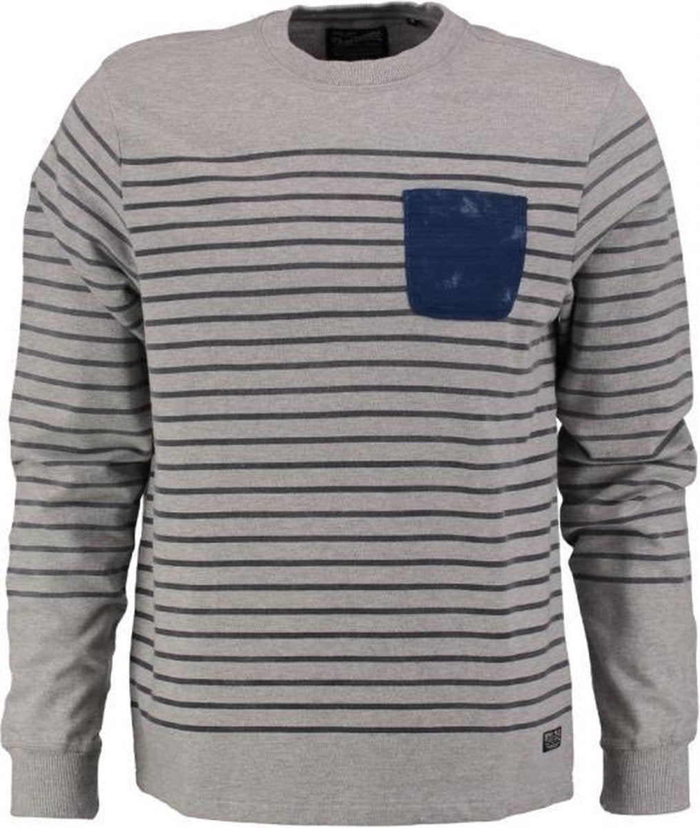 Petrol grijze sweater met vintage borstzak - Maat S