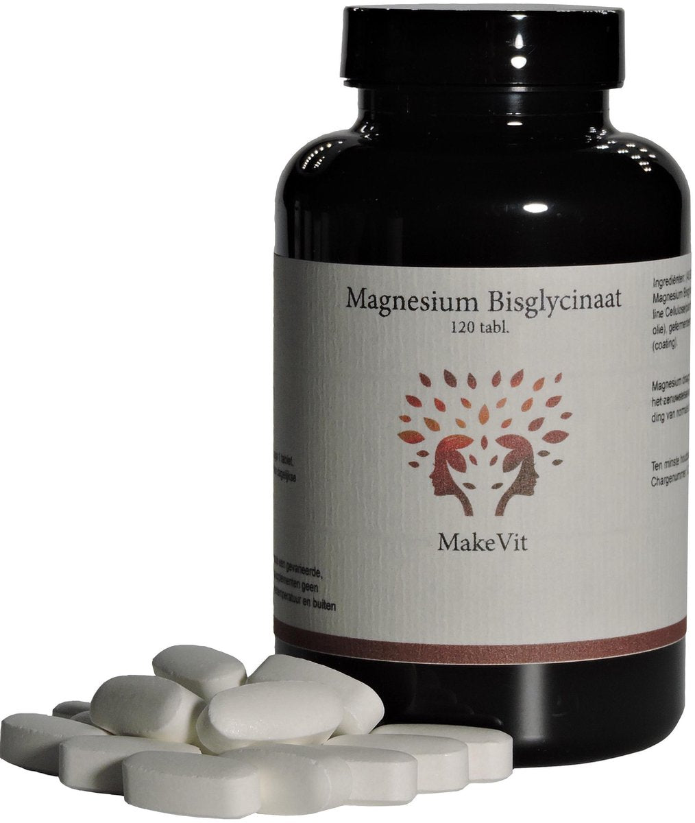 MakeVit Magnesium - Bisglycinaat Albion - 120 tabletten van 200 MG - Nieuwe samenstelling