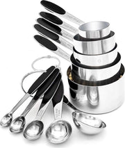 10-delige set Maatlepels & Maatbekers - Hoogwaardig Roestvrij staal (RVS) - Maatlepel Set - Maat Cups & Spoons - met exacte hoeveelheden