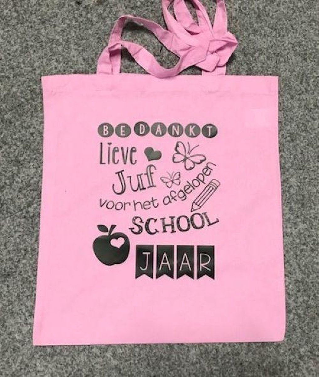 Tas Cadeau juf  BEDANKT roze
