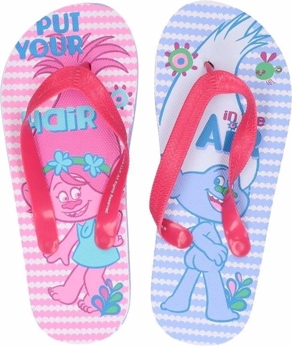 Trolls teenslippers roze/blauw voor meisjes 31/32 (4-6 jaar)