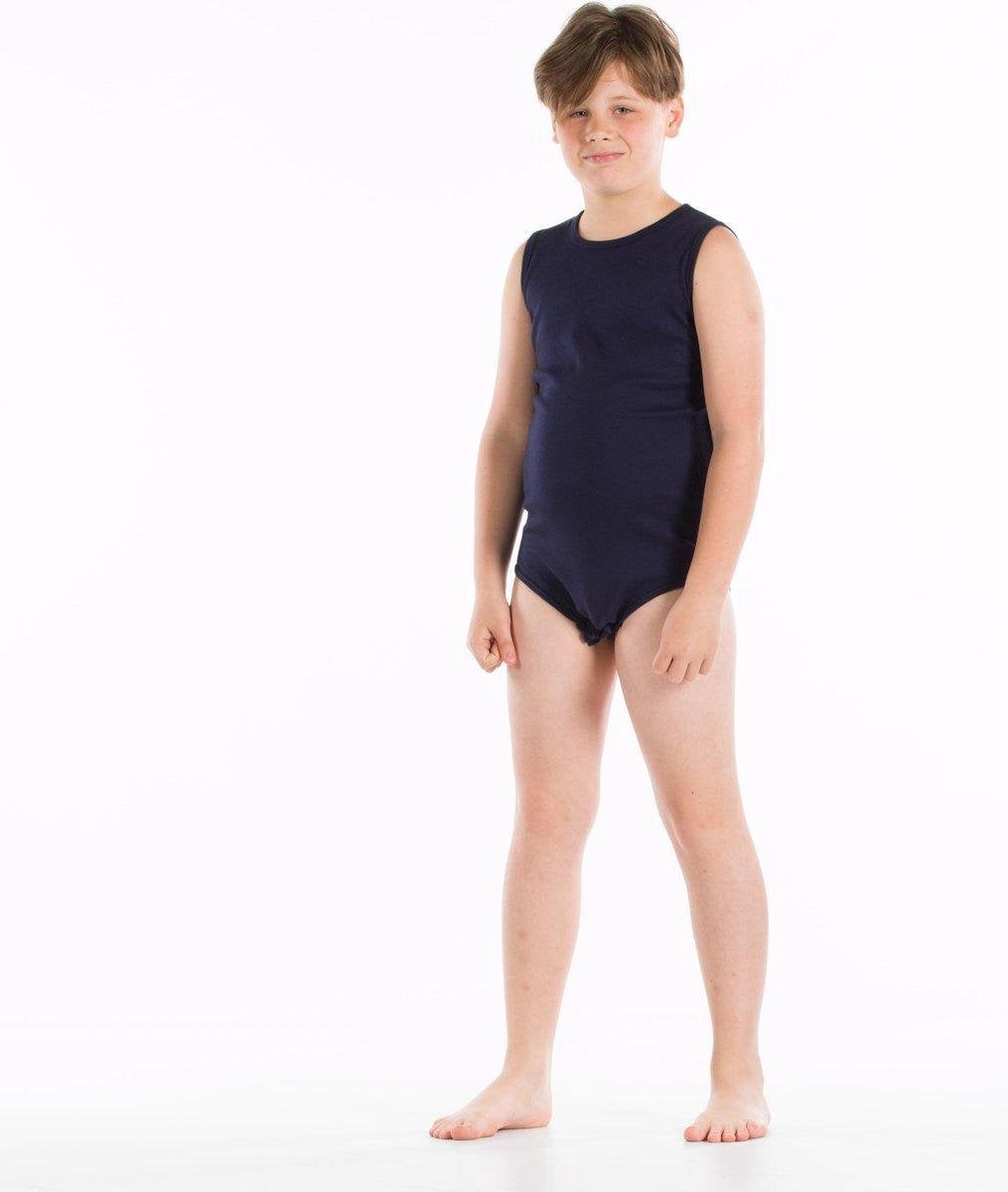 Kinder body met drukknoopjes - Donkerblauw - 116