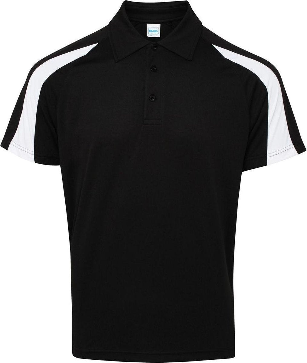Awdis Gewoon Cool Mens Korte Mouw Contrast Paneel Poloshirt (Straal Zwart/Arctisch Wit)